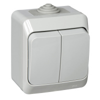 ЭТЮД Выключатель двухклавишный наружный IP44 серый Systeme Electric BA10-042C