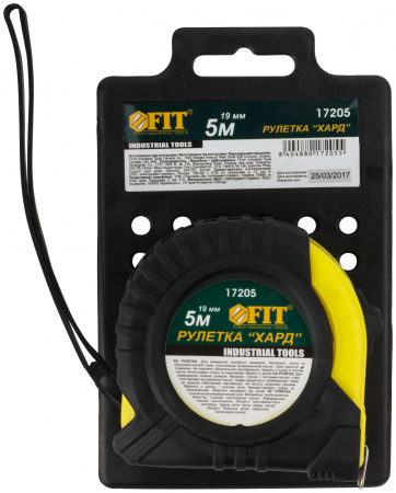 Рулетка прорезиненный корпус ''Хард'' 5 м x 19 мм FIT 17205