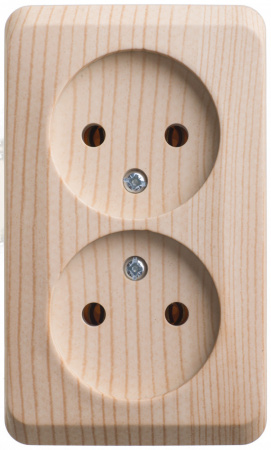 ЭТЮД Розетка двойная наружная без заземления без шторок Сосна Systeme Electric PA16-005D