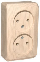 ЭТЮД Розетка двойная наружная без заземления без шторок Сосна Systeme Electric PA16-005D