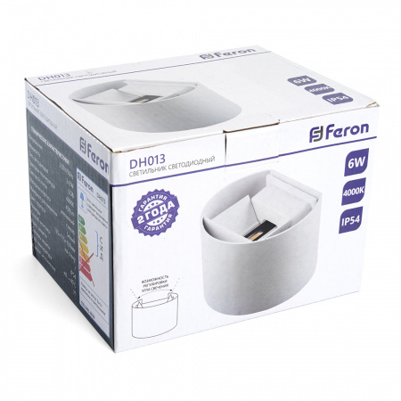 DH013 11873 Светильник светодиодный уличный ДБУ-2х3w вверх/вниз 4000К IP54 белый FERON 