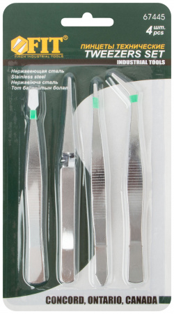 67445 Пинцеты набор 4 штнержавеющие FIT 