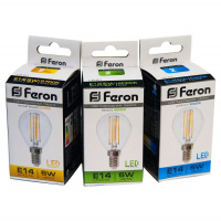 Лампа светодиодная LED 5вт Е14 теплый шар FILAMENT FERON LB-61 25578