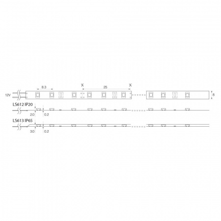 LS612 27729 Лента светодиодная LEDх120/м 5м 9.6w/m 12в дневной FERON 