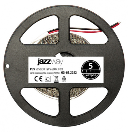 327545 Лента светодиодная LEDx30/м 5м 7.2Вт 12В IP20 белый JazzWay 
