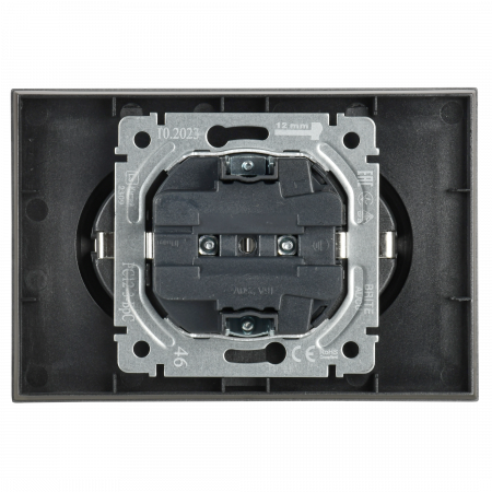 BRITE Розетка двойная с заземлением без защитных шторок 16А в сборе РС12-3-БрС сталь IEK BR-R21-16-K46-F