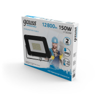 Прожектор светодиодный ДО 150 Вт 6500К 13500 лм 175-265В IP65 286х295х39мм Алюминий Elementary G2 Gauss GAUSS 691511150