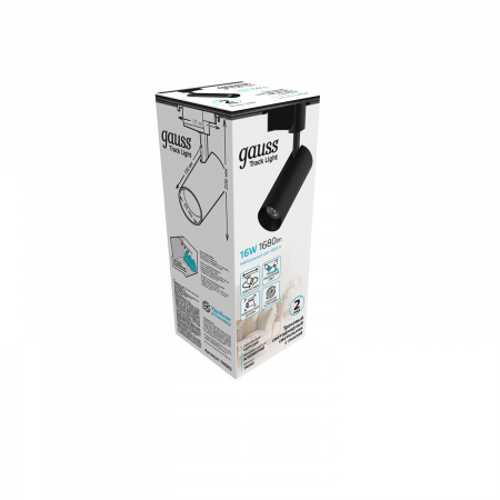 TR082 Светильник светодиодный трековый однофазный LED ДПО 16 Вт 1680 Лм 4000К IP20 d65х206 мм Track Gauss GAUSS 