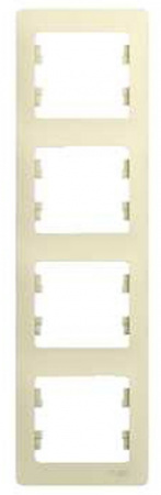 GLOSSA Рамка 4 поста вертикальная бежевая Systeme Electric GSL000208