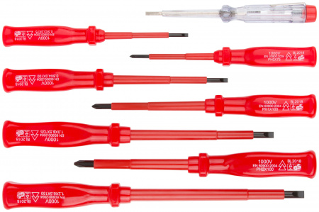 Набор отверток 7шт изол.1000V CrV+1индик FIT 56127