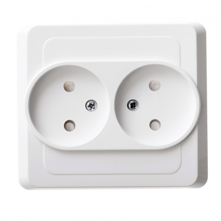 ЭТЮД Розетка двойная скрытая без заземления со шторками белая Systeme Electric PC16-006B
