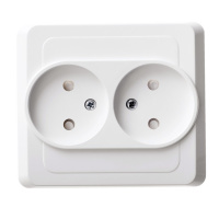 ЭТЮД Розетка двойная скрытая без заземления со шторками белая Systeme Electric PC16-006B
