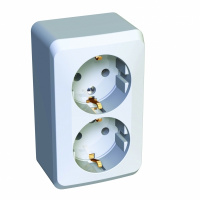 ЭТЮД Розетка двойная наружная с заземлением без   шторок белая Systeme Electric PA16-007B