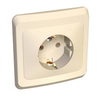 ЭТЮД Розетка скрытая с заземлением без шторок бежевая Systeme Electric PC16-003K