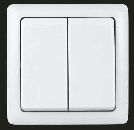 VA56-232-B ХИТ Выключатель двухклавишный наружный 250В 6А белый Systeme Electric 