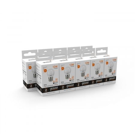 Лампа светодиодная LED 12 Вт 880 лм 3000К AC180-240В E27 шар P45 теплая Elementary GAUSS 53212