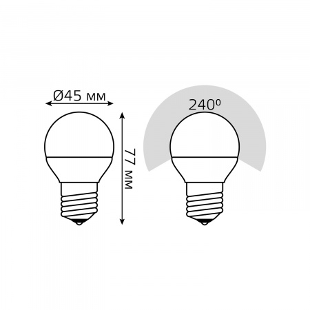 Лампа светодиодная LED 12 Вт 880 лм 3000К AC180-240В E27 шар P45 теплая Elementary GAUSS 53212