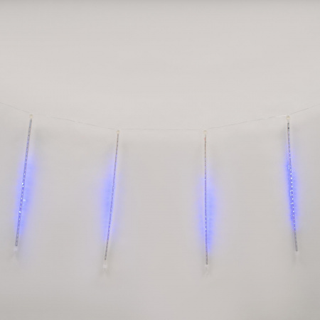 Занавес светодиодный фигурный Падающие звезды соединяемый 2.4х0.3м 8 подвесов 144 светодиода Синий свет Провод прозрачный ULD-E2403-144/DTK BLUE IP44 METEOR Uniel 11120