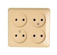 ЭТЮД Розетка четырехместная наружная без заземления без шторок 16А 250B кремовая Systeme Electric PA16-205K