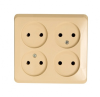 ЭТЮД Розетка четырехместная наружная без заземления без шторок 16А 250B кремовая Systeme Electric PA16-205K