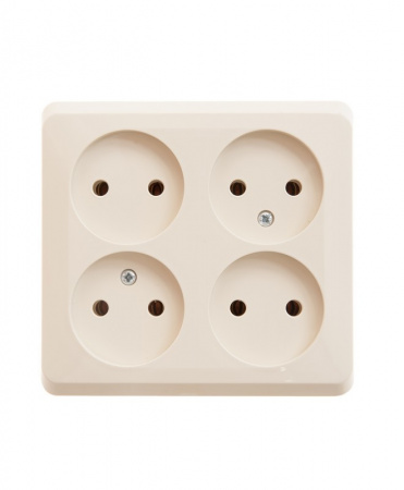 ЭТЮД Розетка четырехместная наружная без заземления без шторок 16А 250B кремовая Systeme Electric PA16-205K