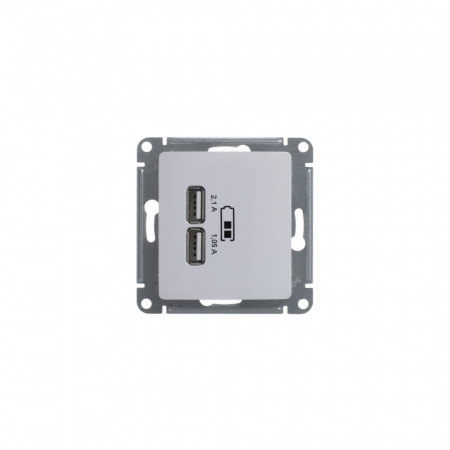 Розетка GLOSSA USB 5В/2100мА 2х5В/1050мА механизм белый Systeme Electric GSL000133