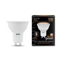 Лампа светодиодная LED 5 Вт 500 лм 3000К AC150-265В GU10 софит MR16 теплая Black GAUSS 101506105