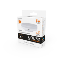 Лампа светодиодная LED 6 Вт 440 лм 3000К AC180-240В GX53 таблетка теплая Elementary GAUSS 83816