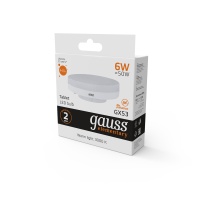 Лампа светодиодная LED 6 Вт 440 лм 3000К AC180-240В GX53 таблетка теплая Elementary GAUSS 83816