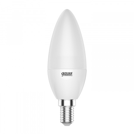 Лампа светодиодная LED 6 Вт 470 лм 6500К AC180-240В E14 свеча холодная Elementary GAUSS 33136