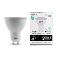 Лампа светодиодная LED 5.5 Вт 450 лм 4100К AC180-240В GU10 софит MR16 нейтральный Elementary GAUSS 13626