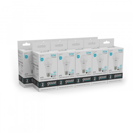 Лампа светодиодная LED 30 Вт 2360 лм 4100К AC180-240В E27 А67 (груша) нейтральный Elementary GAUSS 73229