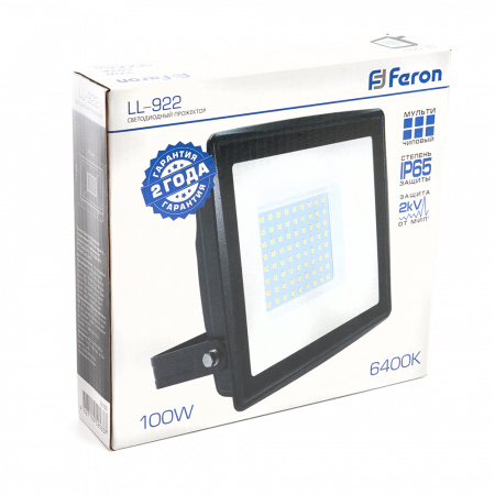 Прожектор светодиодный ДО-100w 6400К 9500Лм IP65 черный FERON LL-922 32103