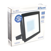 Прожектор светодиодный ДО-100w 6400К 9500Лм IP65 черный FERON LL-922 32103