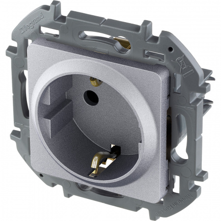 Розетка 2К+З немецкий стандарт 16 А 250 В~ INSPIRIA алюминий Legrand/Daccord 673722