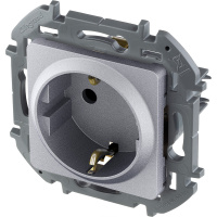 Розетка 2К+З немецкий стандарт 16 А 250 В~ INSPIRIA алюминий Legrand/Daccord 673722