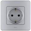 Розетка 2К+З немецкий стандарт 16 А 250 В~ INSPIRIA алюминий Legrand/Daccord 673722