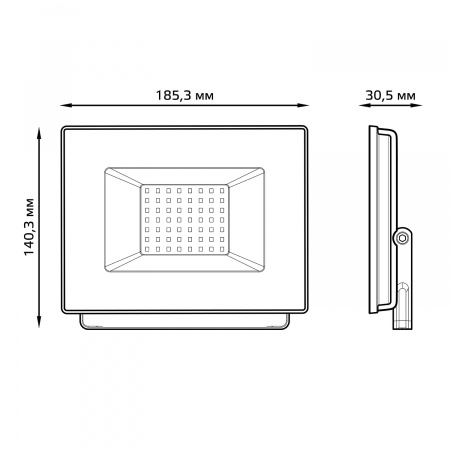 Прожектор светодиодный ДО 50 Вт 6500К 4500 лм 200-240В IP65 136х153х30мм Алюминий Elementary PROMO G2 Gauss GAUSS 613100350P