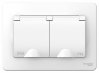 BLANCA скрытой установки ip 44 розетка двойная с заземл. со шторк., 16А, 250В, белый Systeme Electric BLNRS441121