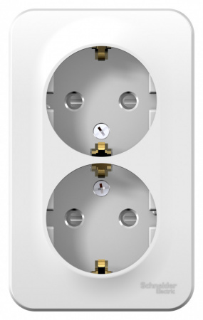 Розетка BLANCA наружная двойная, с заземлением, со шторками, с изолирующей пластиной, 16А, 250В, белый Systeme Electric BLNRA011211