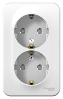 Розетка BLANCA наружная двойная, с заземлением, со шторками, с изолирующей пластиной, 16А, 250В, белый Systeme Electric BLNRA011211