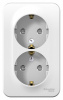 Розетка BLANCA наружная двойная, с заземлением, со шторками, с изолирующей пластиной, 16А, 250В, белый Systeme Electric BLNRA011211