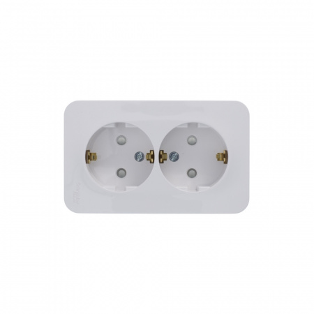 Розетка BLANCA наружная двойная, с заземлением, со шторками, с изолирующей пластиной, 16А, 250В, белый Systeme Electric BLNRA011211