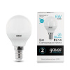 Лампа светодиодная LED 6 Вт 450 лм 4100К AC180-240В E14 шар P45 нейтральный  Elementary Gauss GAUSS 53126