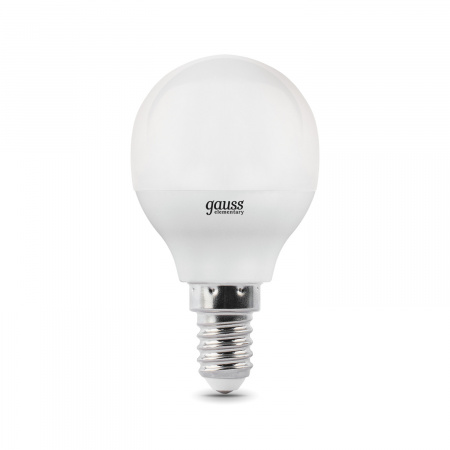 Лампа светодиодная LED 6 Вт 450 лм 4100К AC180-240В E14 шар P45 нейтральный  Elementary Gauss GAUSS 53126