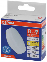 Лампа светодиодная LED 8Вт GX53 3000К 640Лм спот 220В (замена 60Вт) OSRAM LEDVANCE 4099854185694