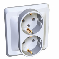 ЭТЮД Розетка двойная скрытая с заземлением без шторок белая Systeme Electric PC16-007B