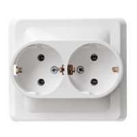 ЭТЮД Розетка двойная скрытая с заземлением без шторок белая Systeme Electric PC16-007B