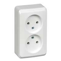 ЭТЮД Розетка двойная наружная без заземления без шторок белая Systeme Electric PA16-005B