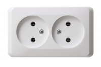 ЭТЮД Розетка двойная наружная без заземления без шторок белая Systeme Electric PA16-005B